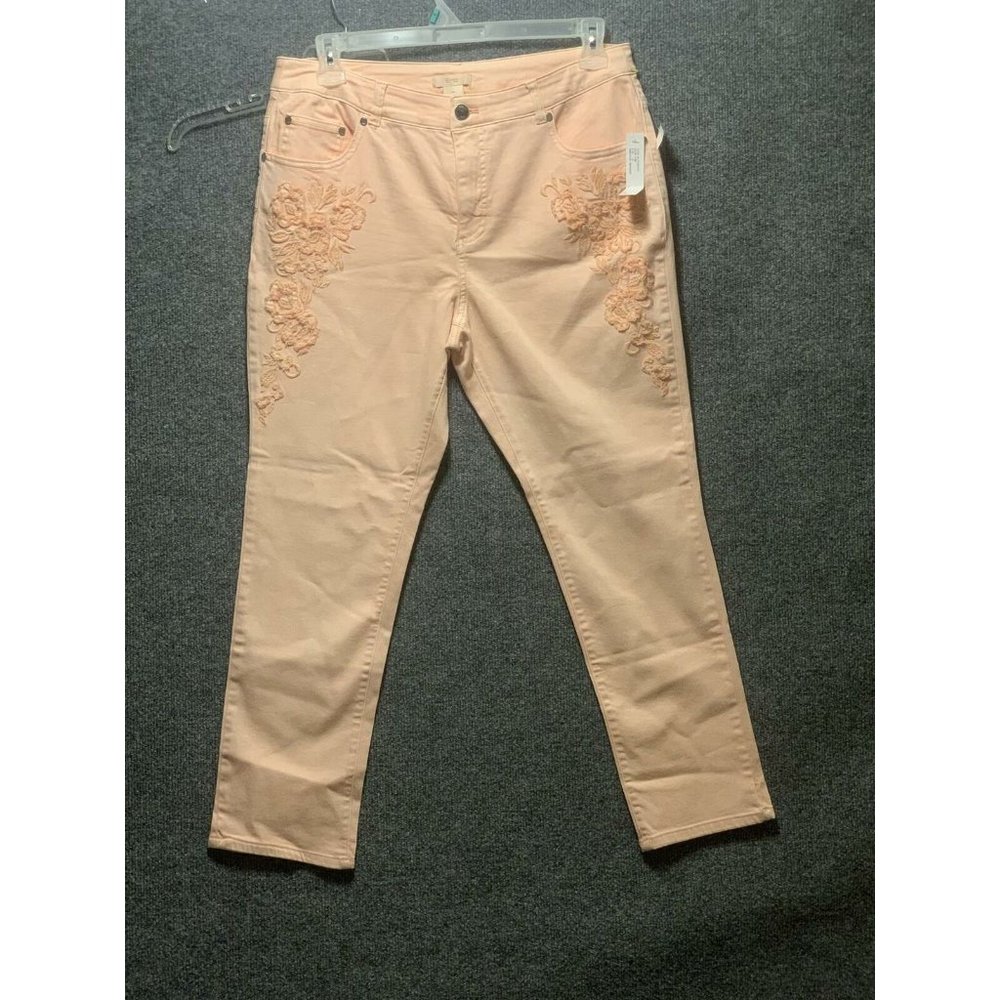 Eric Casual Women's  Pants PINK  Size 14 EMBROIDED